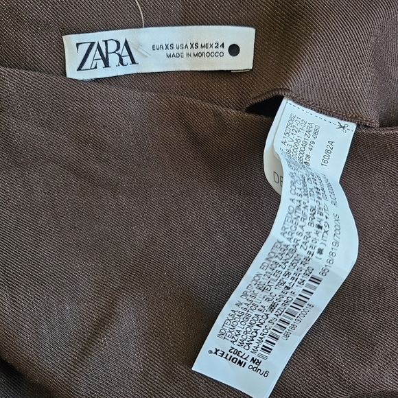 New Zara Draped High Waist Linen Blend Limited Edition Brown Midi Skirt Small - Picture 10 of 12